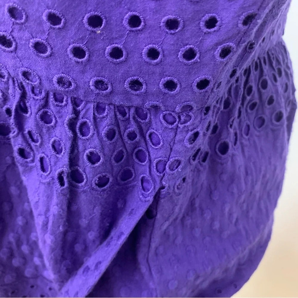 J Crew Dress Size 4 Purple Eyelet  Knee Length Sleeveless Sheath Pockets Cotton - Picture 5 of 14